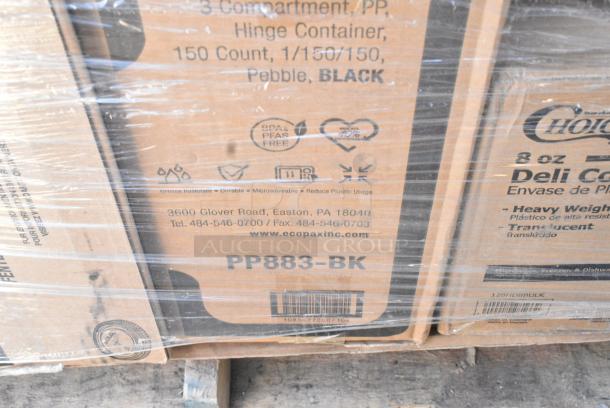 26 BRAND NEW SCRATCH AND DENT! Items Including 346BKFSNSPM Choice Medium Weight Black Wrapped Polypropylene Plastic Cutlery Set with Napkin and Salt and Pepper Packets - 250/Case, 128HD16COMBO Choice Heavy Duty 16 oz. Microwavable Translucent Plastic Deli Container and Lid Combo Pack - 240/Case, 5002BNAPNAT EcoChoice 2-Ply Natural Kraft Beverage / Cocktail Napkin - 3000/Case, 128HD8BULK Choice Heavy Duty 8 oz. Microwavable Translucent Plastic Deli Container - 480/Case, 129MCR24B Choice 24 oz. Black Round Microwavable Heavy Weight Container with Lid 7 1/4" - 150/Case, 500COLLARBR EcoChoice Kraft Coffee Cup Sleeve / Jacket / Clutch - 10-24 oz. - 1200/Case, 127CH08 Choice 8 oz. Clear RPET Hinged Deli Container - 200/Case, 128HD12COMBO Microwavable Translucent Plastic Deli Container and Lid Combo Pack - 240/Case 12 OZ. 26 Times Your Bid! - Image 10 of 16