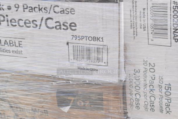 35 BRAND NEW SCRATCH AND DENT! Items Including 795PTOBK1 Choice Black Microwavable Folded Paper #1 Take-Out Container 4 3/8" x 3 1/2" x 2 1/2" - 450/Case, 5002DNAP Choice 15" x 17" Burgundy 2-Ply Customizable Paper Dinner Napkin - 1000/Case, 394365L Noble Products Powder-Free Disposable Clear Vinyl Gloves for Foodservice - Large - 1000/Case, 500TW7 Choice 7 oz. Translucent Thin Wall Plastic Cold Cup - 2500/Case, 130BKFKSNSPX500 Choice Black Extra Heavy Weight Wrapped Polystyrene Plastic Cutlery Pack with Napkin and Salt and Pepper Packets - 500/Case, 4 Box Affex BN1000A Beverage Napkin, 760VP4KR Carnival King Kraft 24 oz. Popcorn Cup. 35 Times Your Bid! - Image 5 of 17