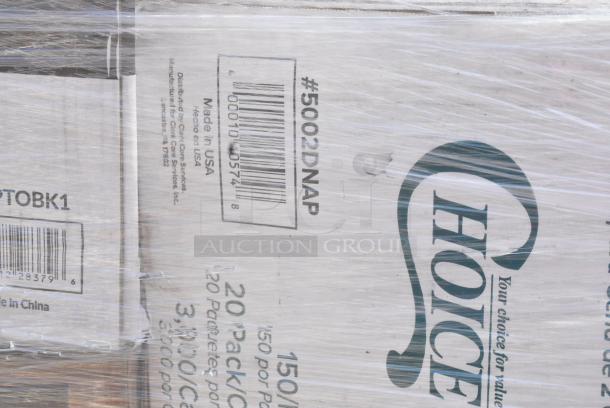 35 BRAND NEW SCRATCH AND DENT! Items Including 795PTOBK1 Choice Black Microwavable Folded Paper #1 Take-Out Container 4 3/8" x 3 1/2" x 2 1/2" - 450/Case, 5002DNAP Choice 15" x 17" Burgundy 2-Ply Customizable Paper Dinner Napkin - 1000/Case, 394365L Noble Products Powder-Free Disposable Clear Vinyl Gloves for Foodservice - Large - 1000/Case, 500TW7 Choice 7 oz. Translucent Thin Wall Plastic Cold Cup - 2500/Case, 130BKFKSNSPX500 Choice Black Extra Heavy Weight Wrapped Polystyrene Plastic Cutlery Pack with Napkin and Salt and Pepper Packets - 500/Case, 4 Box Affex BN1000A Beverage Napkin, 760VP4KR Carnival King Kraft 24 oz. Popcorn Cup. 35 Times Your Bid! - Image 6 of 17