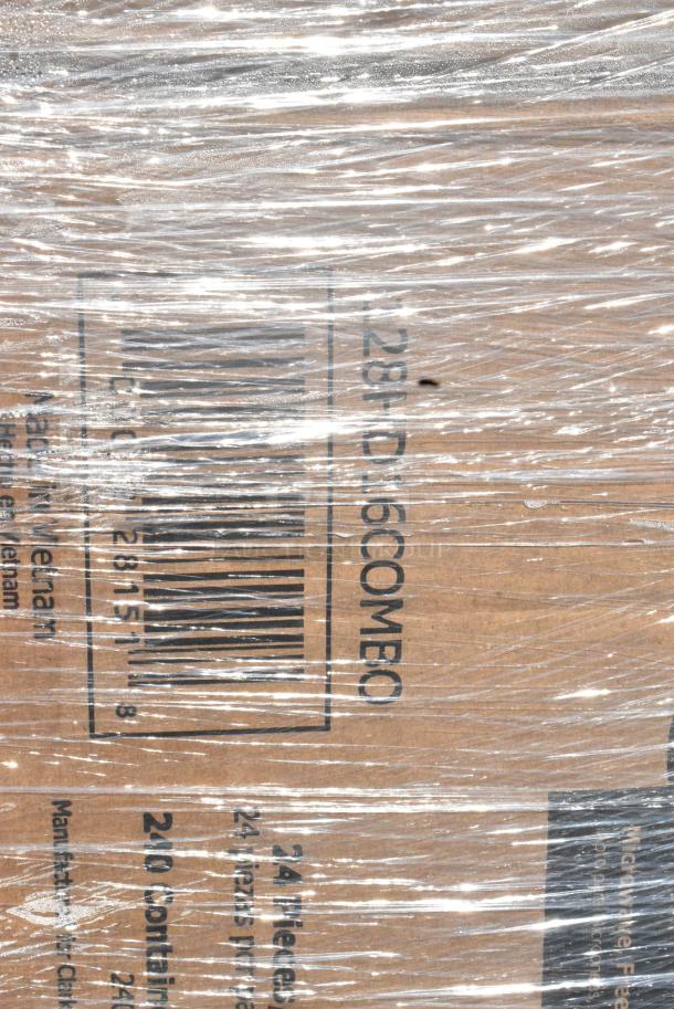 34 BRAND NEW SCRATCH AND DENT! Items Including 760WY9LT Lavex 9 oz. Translucent, Individually Wrapped Cups - 1000/Case, 433CARRIER4 CARRIER CUP-4 PULP STD300 CUP 8-32oz, BIO/COMP, 5013339 Lavex Li'l Herc 33 Gallon 1.2 Mil 33" x 39" Low Density Medium-Duty Black Trash Bag / Can Liner - 100/Case, 128HD16COMBO Choice Heavy Duty 16 oz. Microwavable Translucent Plastic Deli Container and Lid Combo Pack - 240/Case, 1229105CS Choice 9" x 10 3/4" Food Service Interfolded Pop-Up Foil Sheets - 3000/Case, 966TALLFLDB Choice White Tall-Fold 6" x 13" Dispenser Napkin - 8000/Case, 347RP9CL Visions 9" Clear Plastic Plate - 240/Case. 34 Times Your Bid! - Image 10 of 16