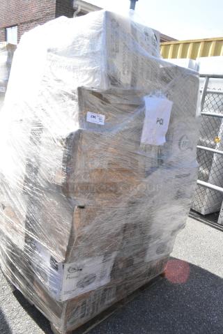 35 BRAND NEW SCRATCH AND DENT! Items Including 130BKFKSNSPH Choice Black Heavy Weight Wrapped Polystyrene Plastic Cutlery Pack with Napkin and Salt and Pepper Packets - 500/Case, Sabert 54160B50 Bowl2 Clear Dome Lid for 80 oz. and 160 oz. Square Bowls - 50/Case, 795PTOWHT8 Choice White Microwavable Folded Paper #8 Take-Out Container 6" x 4 3/4" x 2 1/2" - 300/Case, 129MCR24B T-Out 24oz Micro RND BLK Combo 150, 500L1020 Choice White Hot Paper Cup Travel Lid for 10-24 oz. Standard Cups and 8 oz. Squat Cups - 1000/Case, 127CH08 Choice 8 oz. Clear RPET Hinged Deli Container with Lid- 200/Case. 35 Times Your Bid!