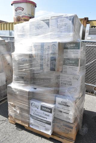 34 BRAND NEW SCRATCH AND DENT! Items Including 5008W Choice 8 oz. Tall White Poly Paper Hot Cup - 1000/Case, 346WKFSNSPM CUTLRY PK KFS/N/S&P WH250 WHITE - POLY PACK MEDWT, 127PL2 Choice PET Plastic Lid for 1.5 to 2.5 oz. Souffle Cup / Portion Cup - 2500/Case, 130WBKFORKH Choice Black Heavy Weight Wrapped Polystyrene Plastic Fork - 1000/Case, 500MFTN Lavex Natural Brown Kraft M-Fold (Multifold) Towel - 4000/Case, 5003DNAP NAPKIN 15x17 3PLY WH   2M. 34 Times Your Bid!