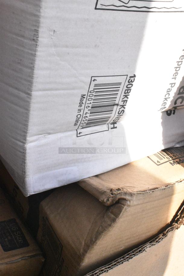 25 BRAND NEW SCRATCH AND DENT! Items Including 50020W CUP 20oz PAP HOT WHITE600 LID 500L1020B/W, 130BKFKSNSH Choice Black Heavy Weight Wrapped Polystyrene Plastic Cutlery Pack with Napkin and Salt and Pepper Packets - 500/Case, 433NHTR101WH Choice 1/6 Standard Size 2.25 Mil White Reusable Extra Heavy-Duty Plastic T-Shirt Bag - 200/Case, 129MCR333CB Choice 33 oz. Black 9" Round 3-Compartment Microwavable Heavy Weight Container with Lid - 150/Case, 346WKFSM Choice Medium Weight White Wrapped Polypropylene Plastic Cutlery Set with Knife, Fork, and Spoon - 500/Case, 130SERVSP8BK Visions 8 1/2" Black Disposable Plastic Serving Spoon - 72/Case. 25 Times Your Bid! - Image 7 of 14
