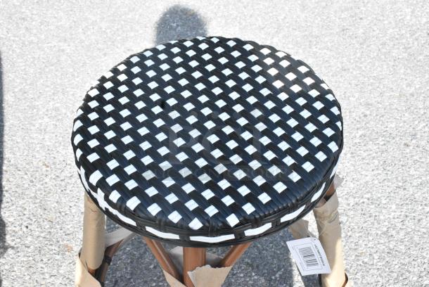 10 BRAND NEW SCRATCH AND DENT! Items Including 427BBRTBSBKW Lancaster Table & Seating Bistro Series Black and White Checkered Weave Rattan Outdoor Backless Barstool. 10 Times Your Bid! - Image 4 of 6
