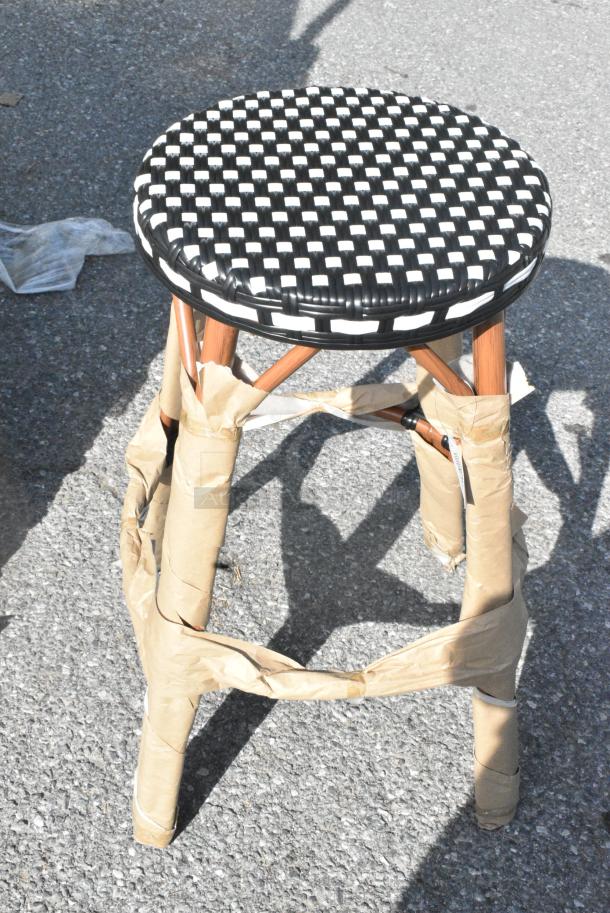 10 BRAND NEW SCRATCH AND DENT! Items Including 427BBRTBSBKW Lancaster Table & Seating Bistro Series Black and White Checkered Weave Rattan Outdoor Backless Barstool. 10 Times Your Bid! - Image 5 of 6