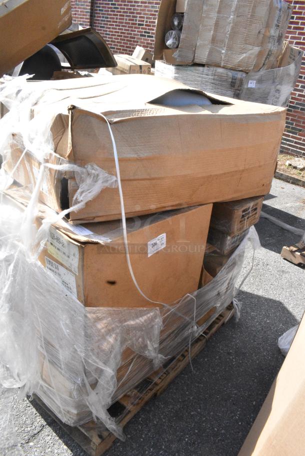 20 BRAND NEW SCRATCH AND DENT! Items Including 346WSNSM Choice Medium Weight White Wrapped Polypropylene Plastic Spork, Straw, and Napkin Kit - 1,000/Case, 423SWI36CP 36" High Wattage Strip Warmer with Adjustable Infinite Controls, 73AVF30WLFO Boltic 30" Wall-Mounted 2-Speed Oscillating Fan - 120V, 00CN070W 70 oz. White HDPE Plastic Canister - 57/Case, 500IRB100 1 Gallon (128 oz.) Translucent HDPE Industrial Round Jug - 60/Case, HPWC56020 Wilbur Curtis WC-56020 Base Assembly. 20 Times Your Bid! - Image 1 of 14