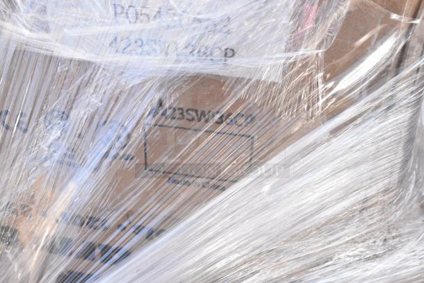 20 BRAND NEW SCRATCH AND DENT! Items Including 346WSNSM Choice Medium Weight White Wrapped Polypropylene Plastic Spork, Straw, and Napkin Kit - 1,000/Case, 423SWI36CP 36" High Wattage Strip Warmer with Adjustable Infinite Controls, 73AVF30WLFO Boltic 30" Wall-Mounted 2-Speed Oscillating Fan - 120V, 00CN070W 70 oz. White HDPE Plastic Canister - 57/Case, 500IRB100 1 Gallon (128 oz.) Translucent HDPE Industrial Round Jug - 60/Case, HPWC56020 Wilbur Curtis WC-56020 Base Assembly. 20 Times Your Bid! - Image 6 of 14