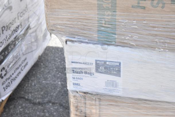 28 BRAND NEW SCRATCH AND DENT! Items Including 395OP10PF EcoChoice No PFAS Added 10" x 7 1/2" Natural Bagasse Blend Oval Plate - 500/Case, 394EN304XL Noble Products Nitrile White 3 Mil Thick All Purpose Powder-Free Textured Gloves - Extra Large - 1000/Case, 5013858HVY Lavex Hercules 55 Gallon 2 Mil 38" x 58" Low Density Heavy-Duty Black Can Liner / Trash Bag - 50/Case, 760IC04W Choice 4 oz. White Paper Frozen Yogurt / Food Cup - 1000/Case, 500CC16HD 16 oz. Plastic Cold Cup - Designed for Use Without Lids - 1000/Case, 394325M Noble NexGen Powder-Free Disposable Blue Hybrid 3 Mil Thick Gloves - Medium - 1000/Case, 130BKSPOONH. 28 Times Your Bid! - Image 9 of 14