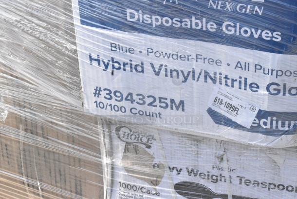 28 BRAND NEW SCRATCH AND DENT! Items Including 395OP10PF EcoChoice No PFAS Added 10" x 7 1/2" Natural Bagasse Blend Oval Plate - 500/Case, 394EN304XL Noble Products Nitrile White 3 Mil Thick All Purpose Powder-Free Textured Gloves - Extra Large - 1000/Case, 5013858HVY Lavex Hercules 55 Gallon 2 Mil 38" x 58" Low Density Heavy-Duty Black Can Liner / Trash Bag - 50/Case, 760IC04W Choice 4 oz. White Paper Frozen Yogurt / Food Cup - 1000/Case, 500CC16HD 16 oz. Plastic Cold Cup - Designed for Use Without Lids - 1000/Case, 394325M Noble NexGen Powder-Free Disposable Blue Hybrid 3 Mil Thick Gloves - Medium - 1000/Case, 130BKSPOONH. 28 Times Your Bid! - Image 12 of 14