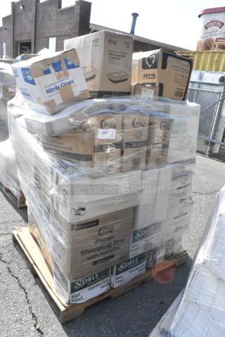 33 BRAND NEW SCRATCH AND DENT! Items Including 127PL400 Choice PET Plastic Lid for 3.25 to 5.5 oz. Souffle Cup / Portion Cup - 2500/Case, 130BKFKSH Choice Black Heavy Weight Wrapped Polystyrene Plastic Cutlery Pack - 500/Case, 2 129MCR24B Choice 24 oz. Black Round Microwavable Heavy Weight Container with Lid 7 1/4" - 150/Case, 105GC70002 Choice 2 Part Green and White Carbonless Guest Check Book - 50/Case, 347FP2P6 Visions 6 oz. Heavy Weight Clear 2-Piece Plastic Cone Champagne Flute - 120/Case, 127CH12F Choice 12 oz. Clear RPET Tall Hinged Deli Container - 200/Case, 2 129MCR24B Choice 24 oz. Black Round Microwavable Heavy Weight Container with Lid 7 1/4" - 150/Case. 33 Times Your Bid!