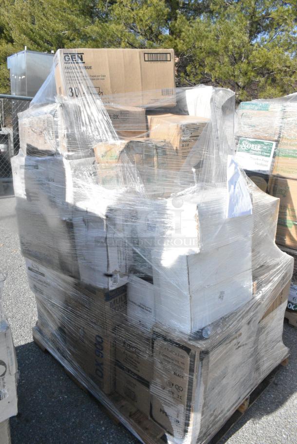 28 BRAND NEW SCRATCH AND DENT! Items Including 130BKFKSNH Choice Black Heavy Weight Wrapped Polystyrene Plastic Cutlery Pack with Napkin - 500/Case, 966TALLFLDB Choice White Tall-Fold 6" x 13" Dispenser Napkin - 8000/Case, 245WEDGEPZZA BOX PIZZA WEDGE 8" 400 CHOICE, 795KFT44RNPE Choice Round Kraft Take Out Container. 28 Times Your Bid! - Image 3 of 16