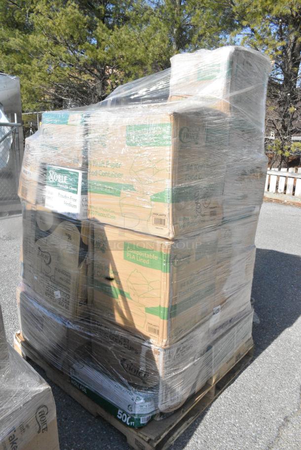 28 BRAND NEW SCRATCH AND DENT! Items Including 129MCR32W Choice 32 oz. White 7 1/4" Round Microwavable Heavy Weight Container with Lid - 150/Case, Solo 626NSL Prima PET Plastic Cold Cup Strawless Lid - 1000/Case, 500CC16 Choice Clear PET Customizable Plastic Cold Cup - 16 oz. - 1000/Case, 502386016CL Lavex 55-60 Gallon 16 Micron 38" x 60" High Density Janitorial Can Liner / Trash Bag - 200/Case, 395TO991 EcoChoice 9" x 9" x 3" Compostable No PFAS Added Bamboo / Bagasse 1 Compartment Take-Out Box - 200/Case, 795PLAKFT4 EcoChoice Kraft PLA Lined Compostable #4 Take-Out Container 7 3/4" x 5 1/2" x 3 1/2" - 160/Case, 500CC12 Choice Clear PET Customizable Plastic Cold Cup - 12 oz. - 1000/Case, 394EN502M. 28 Times Your Bid! - Image 3 of 19