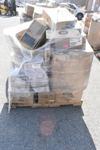 28 BRAND NEW SCRATCH AND DENT! Items Including 130TRAY16 TRAY 16" RND BLK 25 PET LID 130LID16, 712SNRSS Lavex Stainless Steel Wall Mount Sanitary Napkin Receptacle, 5535414 Acopa 10.5 oz. Customizable All-Purpose Wine Glass - 12/Case, 2 553020 Tork Dispense. 28 Times Your Bid!