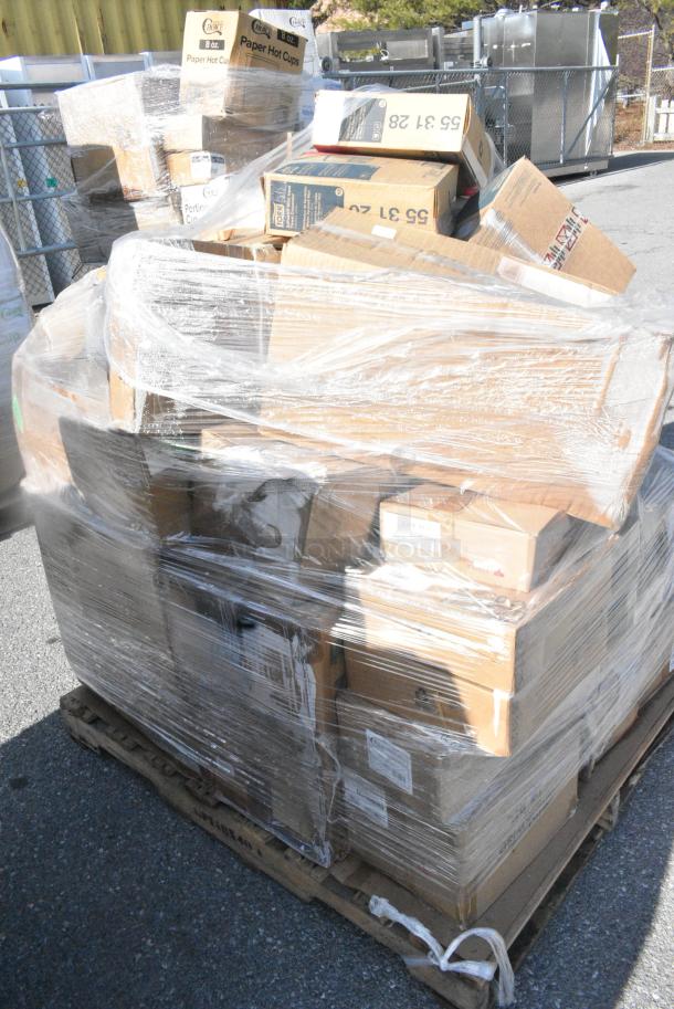 28 BRAND NEW SCRATCH AND DENT! Items Including 130TRAY16 TRAY 16" RND BLK 25 PET LID 130LID16, 712SNRSS Lavex Stainless Steel Wall Mount Sanitary Napkin Receptacle, 5535414 Acopa 10.5 oz. Customizable All-Purpose Wine Glass - 12/Case, 2 553020 Tork Dispense. 28 Times Your Bid! - Image 3 of 15