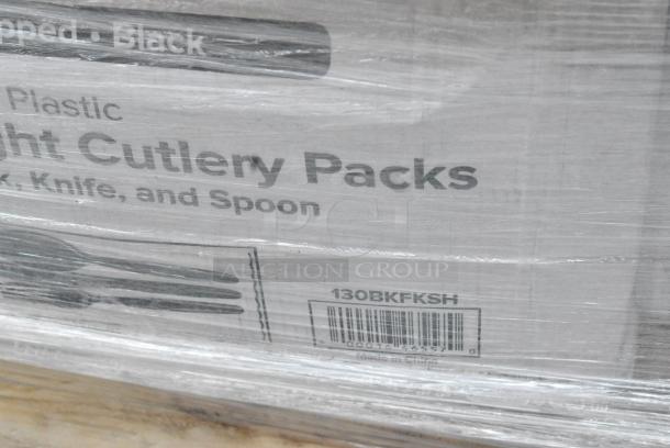 34 BRAND NEW SCRATCH AND DENT! Items Including 394405M Noble Products Powder-Free Disposable Blue Vinyl Gloves for Foodservice - Medium - 1000/Case, 182RRF14 Choice 10" x 14" Plastic Food Bag On A Roll - 1000/Case, 130BKFKSH Choice Black Heavy Weight Wrapped Polystyrene Plastic Cutlery Pack - 500/Case, 128HD12COMBO Choice Heavy Duty 12 oz. Microwavable Translucent Plastic Deli Container and Lid Combo Pack - 240/Case, 347RPBD10BNG Visions 10" Bone / Ivory Plastic Plate with Gold Bands - 120/Case. 34 Times Your Bid! - Image 10 of 17