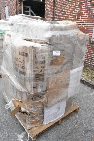26 BRAND NEW SCRATCH AND DENT! Items Including Solo PL4N Large Clear Plastic Souffle / Cup Lid - 2500/Case, 500L1020B Choice Black Hot Paper Cup Travel Lid for 10-24 oz. Standard Cups and 8 oz. Squat Cups - 1000/Case, 394345XL , Noble NexGen Powder-Free Disposable Black Hybrid 3 Mil Thick Gloves - Extra Large - 1000/Case, 760SOUP16WPA Choice 16 oz. White Double Poly-Coated Paper Food Cup with Vented Paper Lid - 250/Case, 9662122 Just1 Interfold White 6 1/2" x 11" Dispenser Napkin - 6000/Case, 129MCS38B Choice 38 oz. Black Rectangular Microwavable Heavy Weight Container with Lid 8 3/4" x 6 1/4" x 2" - 150/Case, 500L1020B Choice Black Hot Paper Cup Travel Lid for 10-24 oz. Standard Cups and 8 oz. Squat Cups - 1000/Case. 26 Times Your Bid!
