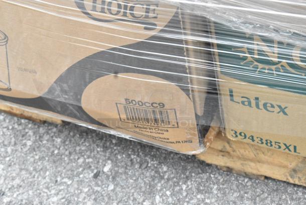 38 BRAND NEW SCRATCH AND DENT! Items Including CTR8BD Dart SafeSeal 8 oz. Plastic Tamper-Resistant, Tamper-Evident Bowl with Dome Lid - 240/Case, 122MCS38B Choice 38 oz. Black Rectangular Microwavable Heavy Weight Container with Lid 8 3/4" x 6 1/4" x 2" - 150/Case, 395RP09 EcoChoice No PFAS Added Bamboo / Bagasse Blend 9" Plate - 500/Case, 394385XL Noble Products White Powder-Free Disposable Latex Gloves for Foodservice - Extra Large - 1000/Case, 500CC9 Choice 9 oz. Clear PET Customizable Plastic Squat Cold Cup - 1000/Case, 612OB4LB Choice 4 lb. Oblong Foil Take-Out Container - 250/Case, 128HDLDBULK Choice 4 lb. Oblong Foil Take-Out Container - 250/Case, 2 8oz Deli Containers, 4 186CVBZ610 VacPak-It 6" x 10" Chamber Vacuum Packaging Bags with Zipper 3 Mil - 1000/Case, 128HDLDBULK Choice Heavy Duty Microwavable Translucent Plastic Deli Container Lid - 480/Case, 2 500CFT Lavex White C-Fold Standard Weight Towel - 2400/Case, 43302CUPC Choice 2-Compartment Clear OPS Plastic Jumbo Cupcake / Muffin Container - 250/Case. 38 Times Your Bid! - Image 9 of 20
