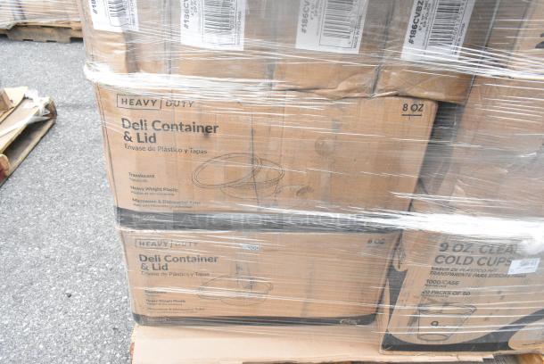 38 BRAND NEW SCRATCH AND DENT! Items Including CTR8BD Dart SafeSeal 8 oz. Plastic Tamper-Resistant, Tamper-Evident Bowl with Dome Lid - 240/Case, 122MCS38B Choice 38 oz. Black Rectangular Microwavable Heavy Weight Container with Lid 8 3/4" x 6 1/4" x 2" - 150/Case, 395RP09 EcoChoice No PFAS Added Bamboo / Bagasse Blend 9" Plate - 500/Case, 394385XL Noble Products White Powder-Free Disposable Latex Gloves for Foodservice - Extra Large - 1000/Case, 500CC9 Choice 9 oz. Clear PET Customizable Plastic Squat Cold Cup - 1000/Case, 612OB4LB Choice 4 lb. Oblong Foil Take-Out Container - 250/Case, 128HDLDBULK Choice 4 lb. Oblong Foil Take-Out Container - 250/Case, 2 8oz Deli Containers, 4 186CVBZ610 VacPak-It 6" x 10" Chamber Vacuum Packaging Bags with Zipper 3 Mil - 1000/Case, 128HDLDBULK Choice Heavy Duty Microwavable Translucent Plastic Deli Container Lid - 480/Case, 2 500CFT Lavex White C-Fold Standard Weight Towel - 2400/Case, 43302CUPC Choice 2-Compartment Clear OPS Plastic Jumbo Cupcake / Muffin Container - 250/Case. 38 Times Your Bid! - Image 14 of 20