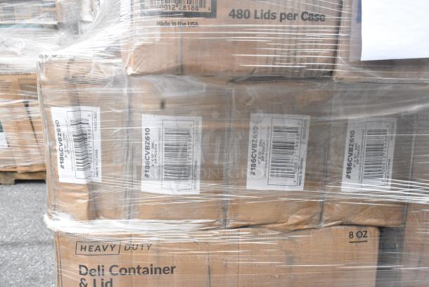 38 BRAND NEW SCRATCH AND DENT! Items Including CTR8BD Dart SafeSeal 8 oz. Plastic Tamper-Resistant, Tamper-Evident Bowl with Dome Lid - 240/Case, 122MCS38B Choice 38 oz. Black Rectangular Microwavable Heavy Weight Container with Lid 8 3/4" x 6 1/4" x 2" - 150/Case, 395RP09 EcoChoice No PFAS Added Bamboo / Bagasse Blend 9" Plate - 500/Case, 394385XL Noble Products White Powder-Free Disposable Latex Gloves for Foodservice - Extra Large - 1000/Case, 500CC9 Choice 9 oz. Clear PET Customizable Plastic Squat Cold Cup - 1000/Case, 612OB4LB Choice 4 lb. Oblong Foil Take-Out Container - 250/Case, 128HDLDBULK Choice 4 lb. Oblong Foil Take-Out Container - 250/Case, 2 8oz Deli Containers, 4 186CVBZ610 VacPak-It 6" x 10" Chamber Vacuum Packaging Bags with Zipper 3 Mil - 1000/Case, 128HDLDBULK Choice Heavy Duty Microwavable Translucent Plastic Deli Container Lid - 480/Case, 2 500CFT Lavex White C-Fold Standard Weight Towel - 2400/Case, 43302CUPC Choice 2-Compartment Clear OPS Plastic Jumbo Cupcake / Muffin Container - 250/Case. 38 Times Your Bid! - Image 15 of 20