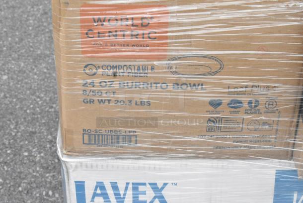25 BRAND NEW SCRATCH AND DENT! Items Including 129MCS38B Choice 38 oz. Black Rectangular Microwavable Heavy Weight Container with Lid 8 3/4" x 6 1/4" x 2" - 150/Case, 129MCR16B Choice 16 oz. Black 6 1/4" Round Microwavable Heavy Weight Container with Lid - 150/Case, 500TO963 Choice 9" x 6" x 3" Microwaveable 1-Compartment Black / Clear Plastic Hinged Container - 100/Case, 5002WRAPNAP, Choice WrapNap White 1/4 Fold 2-Ply Dinner Napkin 16" x 16" - 3000/Case, 128HD16COMBO Choice Heavy Duty 16 oz. Microwavable Translucent Plastic Deli Container and Lid Combo Pack - 240/Case, 347RP9WHSS WAVE 9" ROUND PLASTIC PLATES 180/CASE. 25 Times Your Bid! - Image 11 of 15