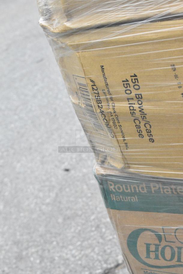 27 BRAND NEW SCRATCH AND DENT! Items Including 50010W Choice 10 oz. White Poly Paper Hot Cup - 1000/Case, 500TW35 Choice 3.5 oz. Translucent Thin Wall Plastic Cold Cup - 2500/Case, 795PTOKFT8 T-OUT 6X5X3 PAPER KFT 300 #8 CHOICE, 500TW12 Choice 12 oz. Translucent Thin Wall Plastic Cold Cup - 1000/Case, 395RP10PF EcoChoice No PFAS Added 10" Natural Bagasse Blend Plate - 500/Case, 127SB24COMBO CHOICE 24 OZ. CLEAR PLASTIC SALAD BOWL WITH LID - 150/CASE, 500LDOME Choice 9 oz., 12 oz., 16 oz., 20 oz., 24 oz. Clear PET Dome Lid with 2" Hole - 1000/Case, 130BKFKSNX500 Choice Black Extra Heavy Weight Wrapped Polystyrene Plastic Cutlery Pack with Napkin - 500/Case. 27 Times Your Bid! - Image 11 of 15