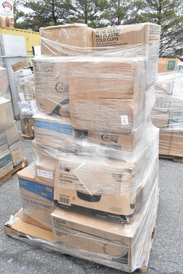 22 BRAND NEW SCRATCH AND DENT! Items Including 129MCR32B Choice 32 oz. Black Round Microwavable Heavy Weight Container with Lid 7 1/4" - 150/Case, 5001RT800N Lavex 8" Natural Kraft Hardwound Paper Towel, 800 Feet / Roll - 6/Case, 500CC16 Choice Clear PET Customizable Plastic Cold Cup - 16 oz. - 1000/Case, 129MCR32B Choice 32 oz. Black Round Microwavable Heavy Weight Container with Lid 7 1/4" - 150/Case, 5002DNAP NAPKIN 15X16.53 2PLYWH 3M 5002DNAP CHOICE, 394385XL Noble Products White Powder-Free Disposable Latex Gloves for Foodservice - Extra Large - 1000/Case, 500CC16 Choice Clear PET Customizable Plastic Cold Cup - 16 oz. - 1000/Case, 128HDLDBULK Choice Heavy Duty Microwavable Translucent Plastic Deli Container Lid - 480/Case. 22 Times Your Bid! - Image 3 of 18