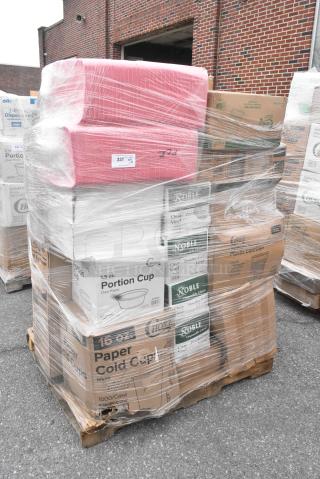 40 BRAND NEW SCRATCH AND DENT! Items Including 394365XL Noble Products Powder-Free Disposable Clear Vinyl Gloves for Foodservice - Extra Large - 1000/Case, 500TW7 Choice 7 oz. Translucent Thin Wall Plastic Cold Cup - 2500/Case, 612527HD Choice 7" Round Heavy Weight Foil Take-Out Pan - 500/Case, 127P150C SOUFFLE 1.5oz PLAS CL2.5M PP FIT 127PL2/301PL200N, 760PCC16W Choice 16 oz. White Poly Paper Cold Cup - 1000/Case. 40 Times Your Bid!