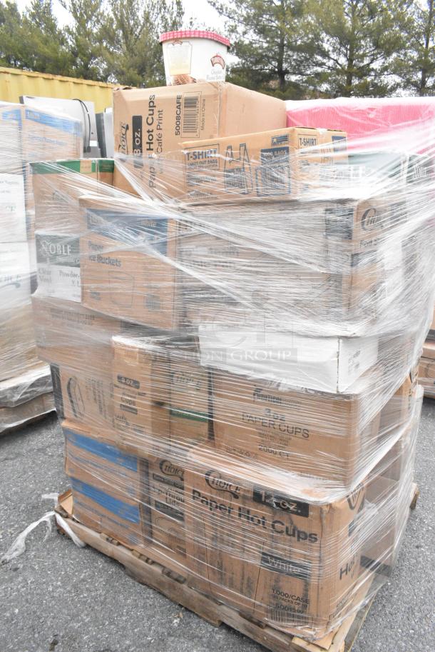 40 BRAND NEW SCRATCH AND DENT! Items Including 394365XL Noble Products Powder-Free Disposable Clear Vinyl Gloves for Foodservice - Extra Large - 1000/Case, 500TW7 Choice 7 oz. Translucent Thin Wall Plastic Cold Cup - 2500/Case, 612527HD Choice 7" Round Heavy Weight Foil Take-Out Pan - 500/Case, 127P150C SOUFFLE 1.5oz PLAS CL2.5M PP FIT 127PL2/301PL200N, 760PCC16W Choice 16 oz. White Poly Paper Cold Cup - 1000/Case. 40 Times Your Bid! - Image 3 of 13
