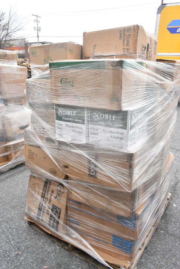 40 BRAND NEW SCRATCH AND DENT! Items Including 394365XL Noble Products Powder-Free Disposable Clear Vinyl Gloves for Foodservice - Extra Large - 1000/Case, 500TW7 Choice 7 oz. Translucent Thin Wall Plastic Cold Cup - 2500/Case, 612527HD Choice 7" Round Heavy Weight Foil Take-Out Pan - 500/Case, 127P150C SOUFFLE 1.5oz PLAS CL2.5M PP FIT 127PL2/301PL200N, 760PCC16W Choice 16 oz. White Poly Paper Cold Cup - 1000/Case. 40 Times Your Bid! - Image 4 of 13