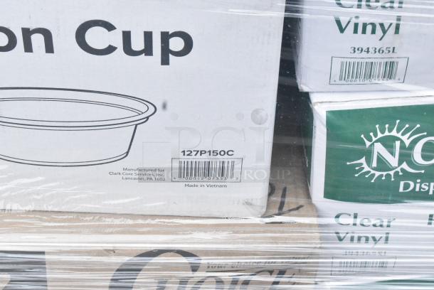 40 BRAND NEW SCRATCH AND DENT! Items Including 394365XL Noble Products Powder-Free Disposable Clear Vinyl Gloves for Foodservice - Extra Large - 1000/Case, 500TW7 Choice 7 oz. Translucent Thin Wall Plastic Cold Cup - 2500/Case, 612527HD Choice 7" Round Heavy Weight Foil Take-Out Pan - 500/Case, 127P150C SOUFFLE 1.5oz PLAS CL2.5M PP FIT 127PL2/301PL200N, 760PCC16W Choice 16 oz. White Poly Paper Cold Cup - 1000/Case. 40 Times Your Bid! - Image 11 of 13
