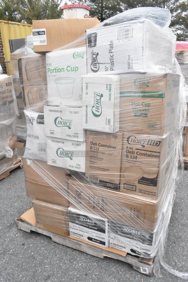 27 BRAND NEW SCRATCH AND DENT! Items Including 5002DNAPNV Choice 15" x 17" Navy Blue 2-Ply Customizable Paper Dinner Napkin - 1000/Case, 347BP10WH Choice 10 1/4" White Plastic Plate - 500/Case, 50012DWALLC Coffee Break Print Smooth Double Wall Paper Hot Cup, VacPak-It 186CVB4812 8" x 12" Chamber Vacuum Packaging Pouches / Bags 4 Mil - 1000/Case, 128HD16COMBO Choice Heavy Duty 16 oz. Microwavable Translucent Plastic Deli Container and Lid Combo Pack - 240/Case, 966TALLFLDB Choice White Tall-Fold 6" x 13" Dispenser Napkin - 8000/Case, 127P2C Choice Clear Plastic Souffle Cup / Portion Cup - 2 oz. - 2500/Case, 500COLLARBR EcoChoice Kraft Coffee Cup Sleeve / Jacket / Clutch - 10-24 oz. - 1200/Case. 27 Times Your Bid! - Image 3 of 19