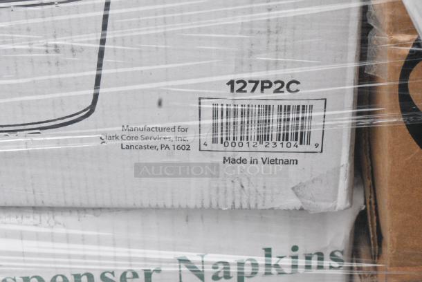 27 BRAND NEW SCRATCH AND DENT! Items Including 5002DNAPNV Choice 15" x 17" Navy Blue 2-Ply Customizable Paper Dinner Napkin - 1000/Case, 347BP10WH Choice 10 1/4" White Plastic Plate - 500/Case, 50012DWALLC Coffee Break Print Smooth Double Wall Paper Hot Cup, VacPak-It 186CVB4812 8" x 12" Chamber Vacuum Packaging Pouches / Bags 4 Mil - 1000/Case, 128HD16COMBO Choice Heavy Duty 16 oz. Microwavable Translucent Plastic Deli Container and Lid Combo Pack - 240/Case, 966TALLFLDB Choice White Tall-Fold 6" x 13" Dispenser Napkin - 8000/Case, 127P2C Choice Clear Plastic Souffle Cup / Portion Cup - 2 oz. - 2500/Case, 500COLLARBR EcoChoice Kraft Coffee Cup Sleeve / Jacket / Clutch - 10-24 oz. - 1200/Case. 27 Times Your Bid! - Image 15 of 19