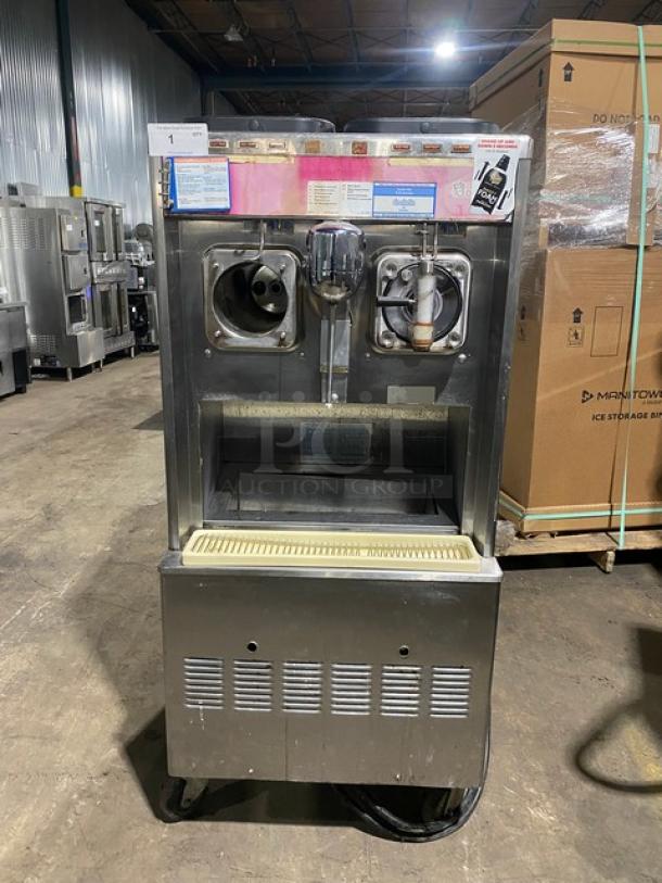 Taylor Dunkin Donuts Style Commercial Stainless Steel Electric Powered 2-Flavor Uncarbonated Frozen Beverage/Coolatta Machine! With Blender/Mixing Attachment! With Drip Tray! Model: 342D-27 SN: K3076160! 208-230V 1 Phase! On Casters! - Image 1 of 11