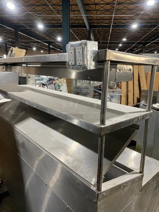 Randell Commercial Stainless Steel Self-Contained 2 Door Refrigerated Bain Marie Style Mega Top Pizza Prep Table! With Double Overhead Shelves & Tag/Order Holder! With APW Wyott Model: FDL-60 SN: 0601D10479 Electric Powered Overhead Heat Lamp/Food Warmer! With Poly Coated Wire Rack! Model: 8268N SN: W567080-1! 115V 1 Phase! On Legs! - Image 10 of 14