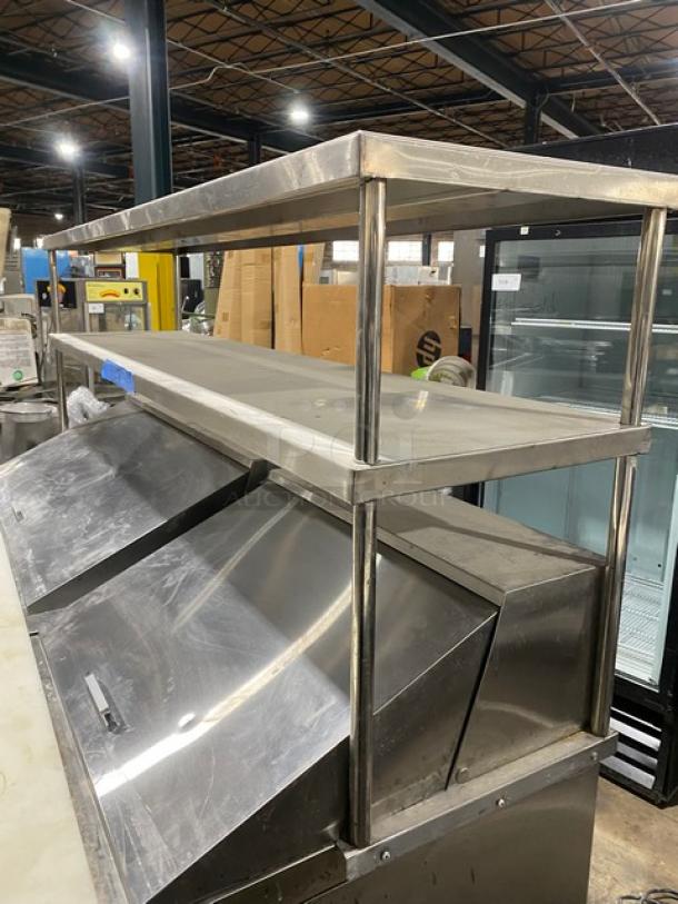 Migali Commercial Stainless Steel Custom 3 Door Refrigerated Bain Marie Style Mega Top Salad/Sandwich Prep Table! With Double Overhead Shelves! With Removable Cutting Board & Poly Coated Wire Racks! Model: C-SP48-18BT-HC SN: C-SP48-18BT-HC00318102900920023 / Model: C-SP27-12BT-HC SN: C-SP27-12BT-HC00318110500920017! 115V 1 Phase! On Legs! ALL ONE MONEY! - Image 10 of 12