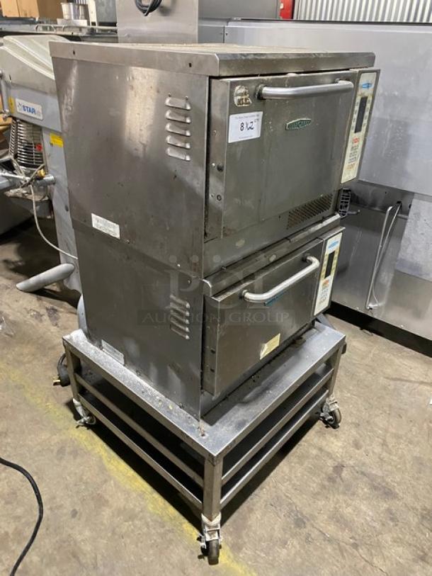 TurboChef Commercial Stainless Steel Electric Powered Double Stacked Rapid Cook Turbo Ovens! With Digital Controls! Model: NGC SN: NGC-12902 / NGCD610960! 208/230-240V! On Double Shelf Equipment Cart! With Casters! 2X Your Bid Makes One Unit! - Image 2 of 13