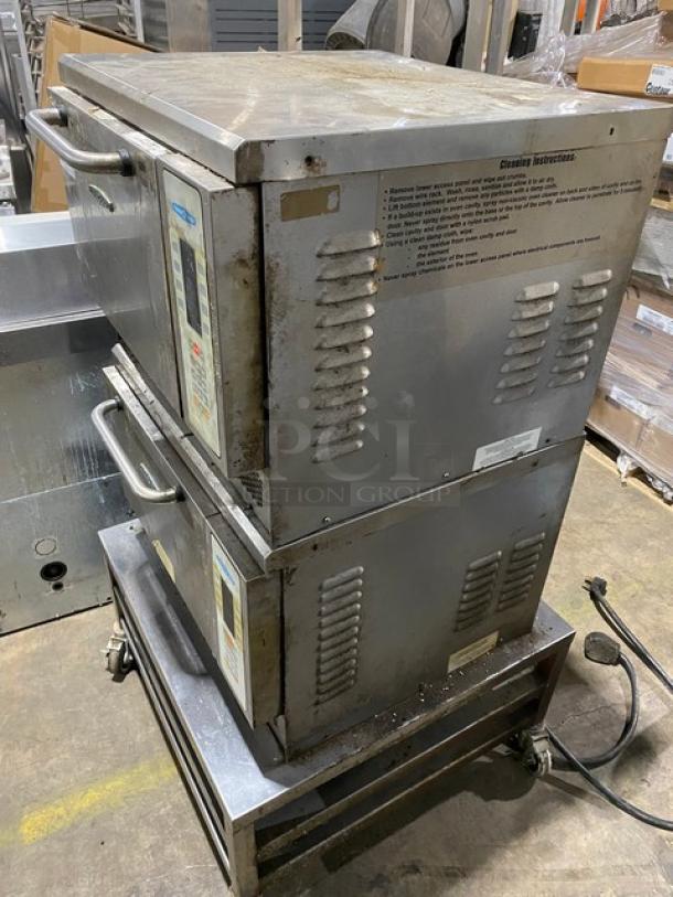 TurboChef Commercial Stainless Steel Electric Powered Double Stacked Rapid Cook Turbo Ovens! With Digital Controls! Model: NGC SN: NGC-12902 / NGCD610960! 208/230-240V! On Double Shelf Equipment Cart! With Casters! 2X Your Bid Makes One Unit! - Image 4 of 13