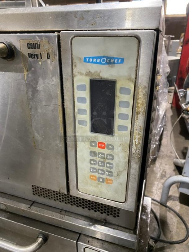 TurboChef Commercial Stainless Steel Electric Powered Double Stacked Rapid Cook Turbo Ovens! With Digital Controls! Model: NGC SN: NGC-12902 / NGCD610960! 208/230-240V! On Double Shelf Equipment Cart! With Casters! 2X Your Bid Makes One Unit! - Image 8 of 13