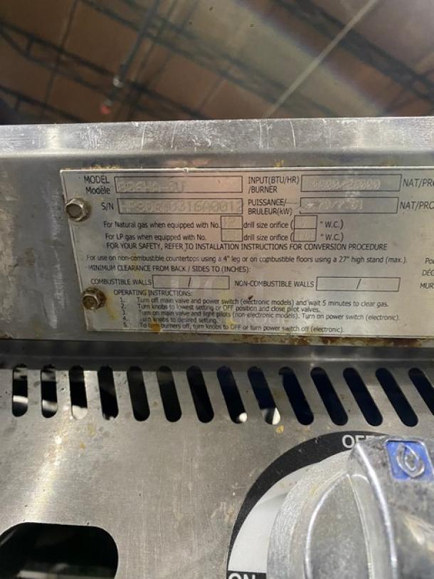 Star Ultra-Max Series Commercial Stainless Steel Natural Gas Powered 6 Burner Hot Plate! With Thermostatic Controls! Model: 806HA-8U SN: HP806A0316A0012! With Single Shelf Equipment Stand! On Legs! - Image 9 of 9