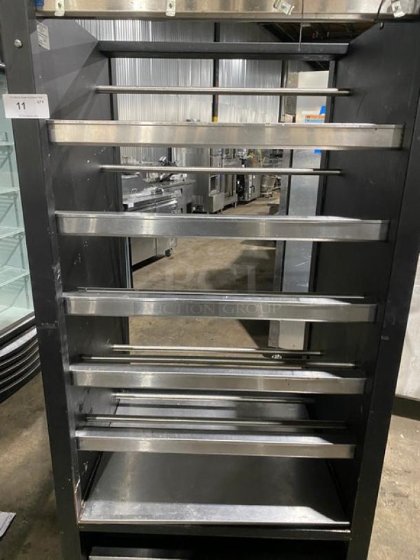 Vulcan Commercial Black Powder Coated Dry Open Lighted 5-Tier Donut/Bagel Bakery Merchandiser Display Showcase! With Stainless Steel Interior! With Enclosed Storage Underneath! Model: 1013776! 120V! On Casters! - Image 5 of 9