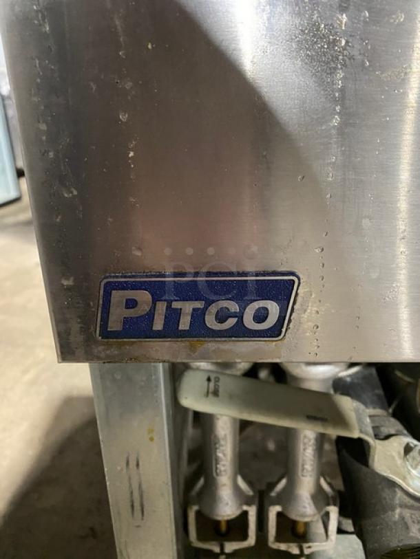 Pitco Commercial Stainless Steel Natural Gas Powered 42 Lb. Deep Fat Fryer! With Back & Side Splashes! With Basket Hanger! Model: 45C SN: G15JE068697! On Legs! - Image 6 of 10