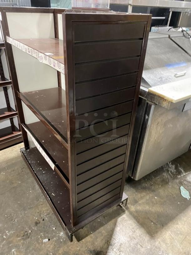 Dunkin Donuts Style Commercial Brown Multi-Tier Merchandiser Display Island/Tower Fixture! With Adjustable Shelves! On Casters! - Image 2 of 7
