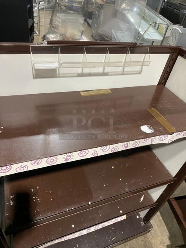 Dunkin Donuts Style Commercial Brown Multi-Tier Merchandiser Display Island/Tower Fixture! With Adjustable Shelves! On Casters! - Image 6 of 7
