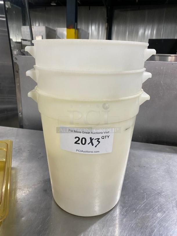 Commercial White 8 Qt. Poly Food Storage Containers! With Handles! 3X Your Bid! - Image 1 of 7