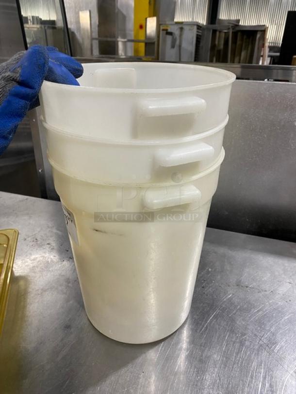 Commercial White 8 Qt. Poly Food Storage Containers! With Handles! 3X Your Bid! - Image 2 of 7