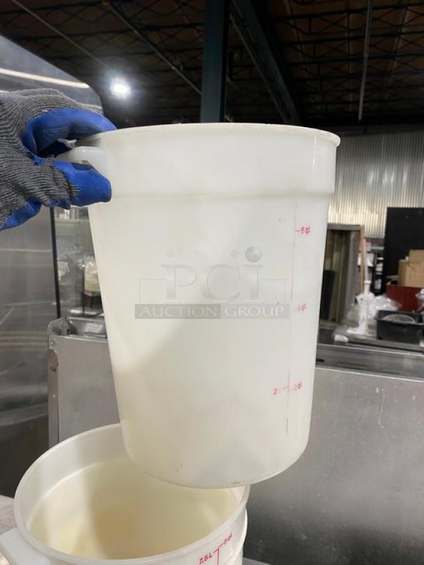 Commercial White 8 Qt. Poly Food Storage Containers! With Handles! 3X Your Bid! - Image 5 of 7