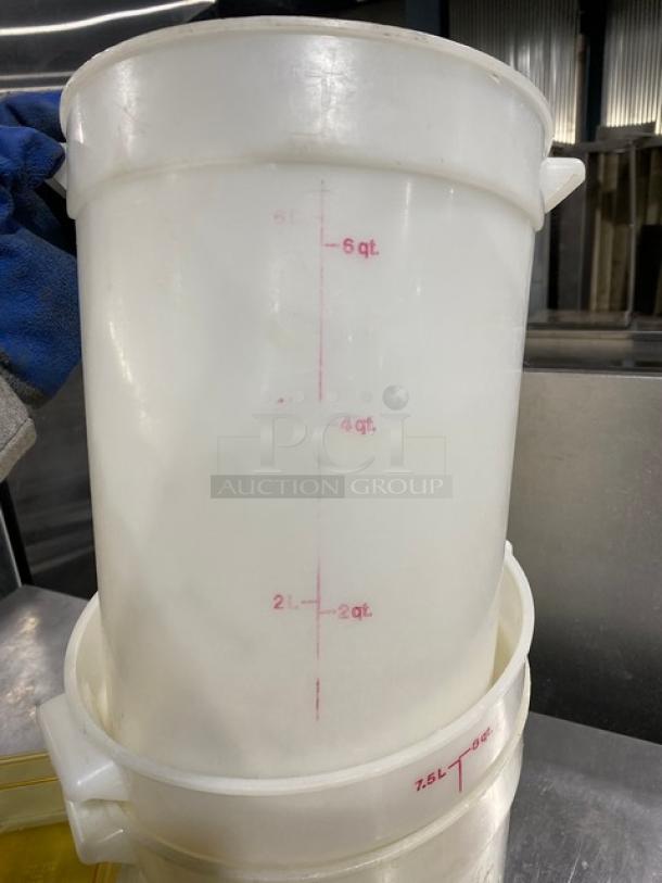Commercial White 8 Qt. Poly Food Storage Containers! With Handles! 3X Your Bid! - Image 7 of 7