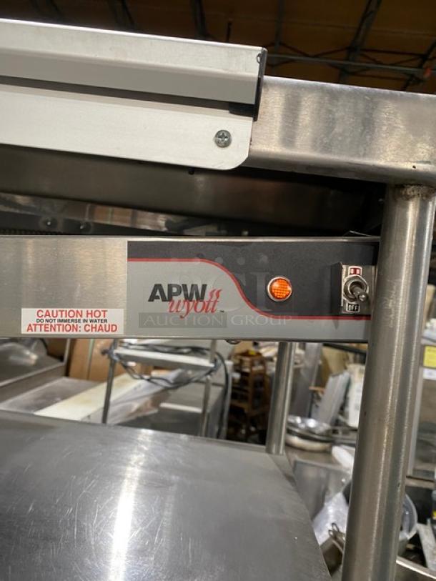 Migali Competitor Series Commercial Stainless Steel 2 Door Refrigerated Bain Marie Style Mega Top Salad/Sandwich Prep Table! With Double Overhead Shelves & Tag/Order Holder! With APW Wyott Model: FD-60H SN: 8002419020011 Electric Powered Overhead Heat Lamp/Food Warmer! With Poly Coated Wire Racks! Model: C-SP60-24BT-HC SN: C-SP60-24BT-HC00317122400920014! 115V 1 Phase! On Legs! - Image 8 of 12