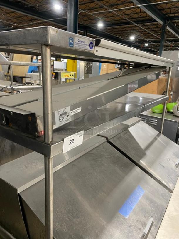 Migali Competitor Series Commercial Stainless Steel 2 Door Refrigerated Bain Marie Style Mega Top Salad/Sandwich Prep Table! With Double Overhead Shelves & Tag/Order Holder! With APW Wyott Model: FD-60H SN: 8002419020011 Electric Powered Overhead Heat Lamp/Food Warmer! With Poly Coated Wire Racks! Model: C-SP60-24BT-HC SN: C-SP60-24BT-HC00317122400920014! 115V 1 Phase! On Legs! - Image 10 of 12
