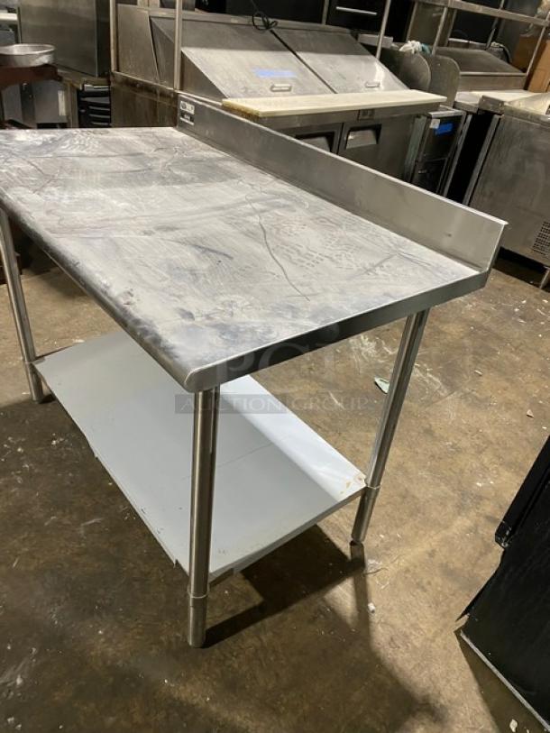 Sauber Select Commercial Stainless Steel Single Shelf Worktop Table! With Back Splash! Model: PA7348! On Legs! - Image 2 of 8